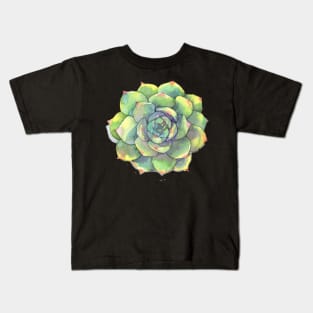 Watercolor green Succulent Kids T-Shirt